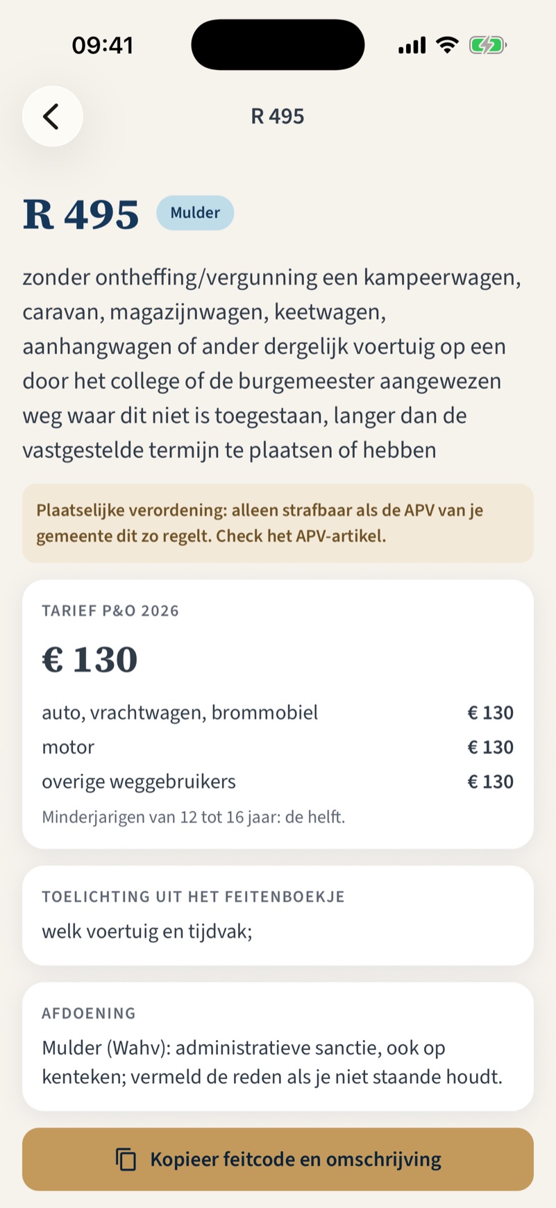 Feitcode R 495 met Mulder-afdoening en het tarief van 2026